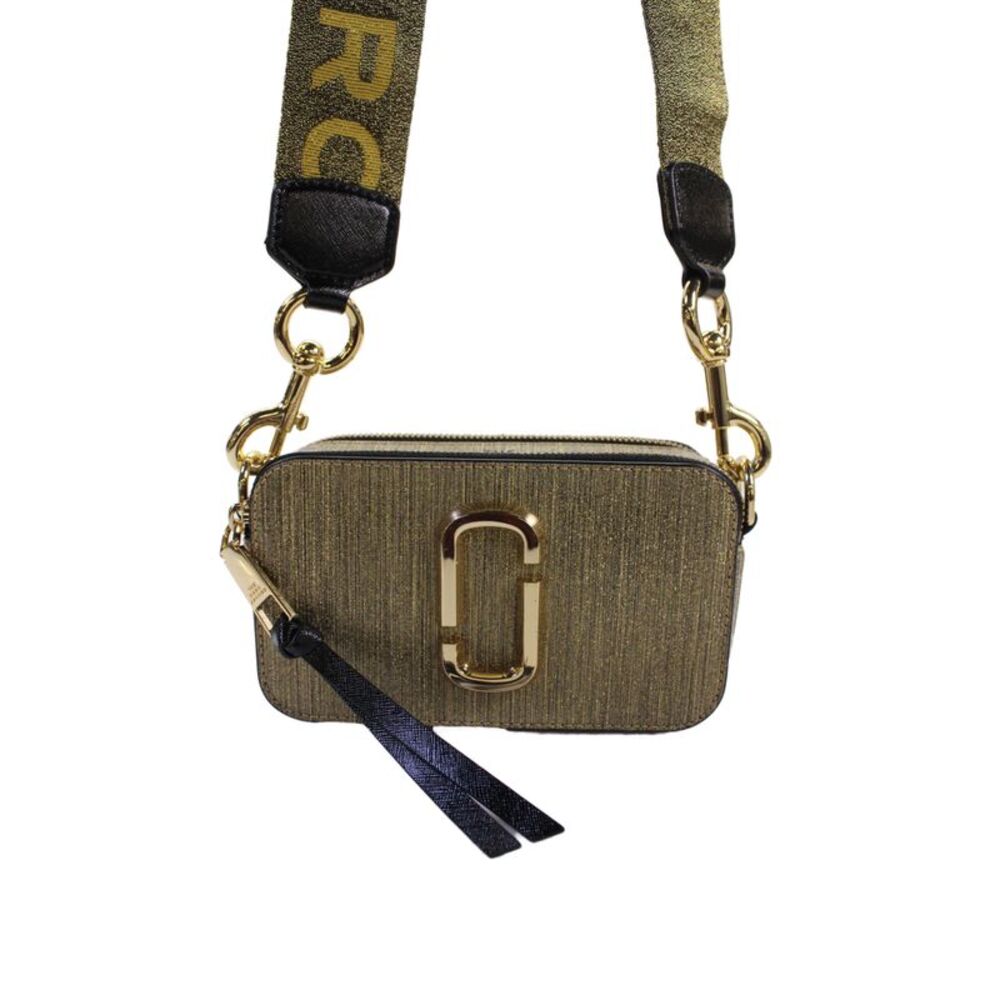 Marc Jacobs Womens Metallic Leather Snapshot Shoulder Bag Gold